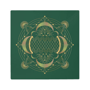 Corazón Chakra Shadow Mandala Impresión Metalizado