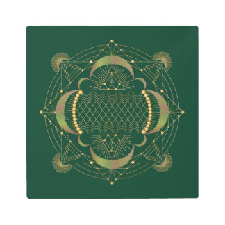 Corazón Chakra Shadow Mandala Impresión Metalizado