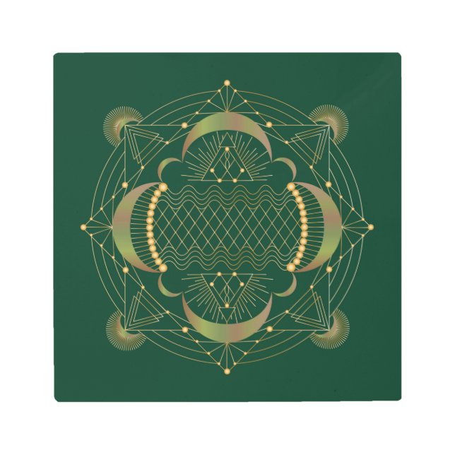 Corazón Chakra Shadow Mandala Impresión Metalizado (Anverso)