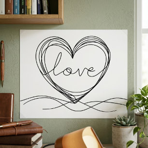 Corazón con "amor" en línea continua de arte