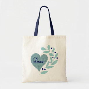 Corazón con amor y hojas con bolsa
