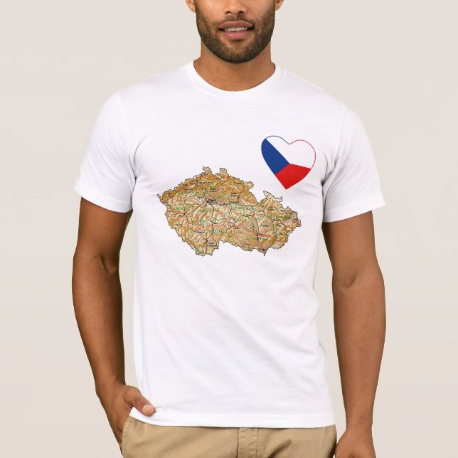 Corazón con bandera checa y camiseta con mapa (Anverso)
