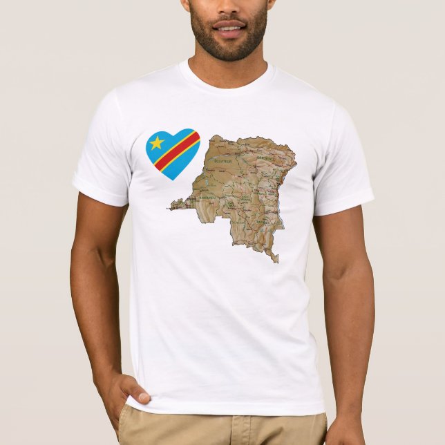 Corazón con bandera Congo-Kinshasa y camiseta con  (Anverso)