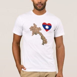 Corazón con bandera de Laos y camiseta con mapa