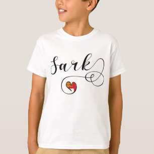 Corazón con bandera de Sark, camiseta de las Islas
