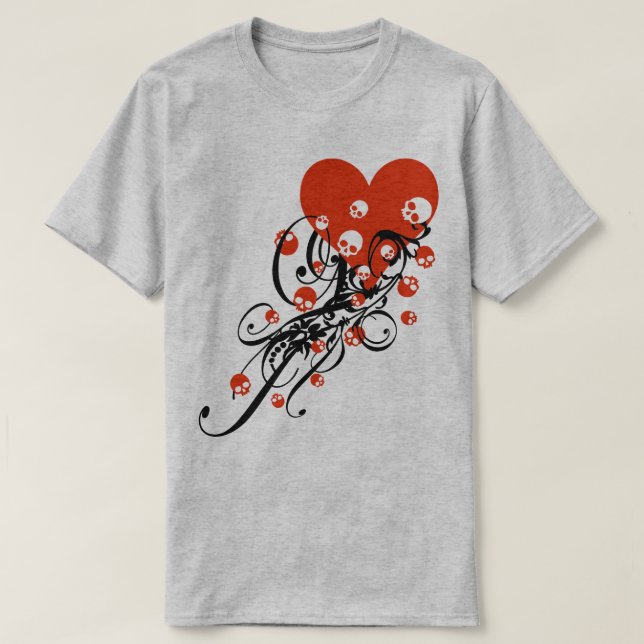 Corazón con calaveras y camiseta giratoria (Diseño del anverso)