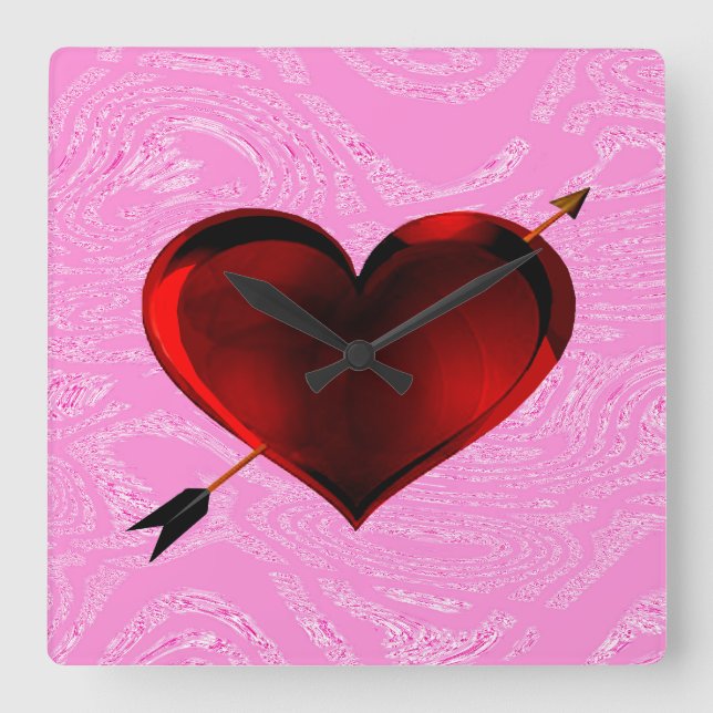 Corazón con flecha sobre reloj de escarcha rosada (Anverso)