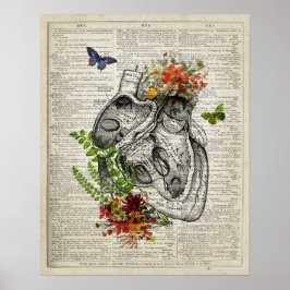 Corazón con flores Anatomía Diccionario arte