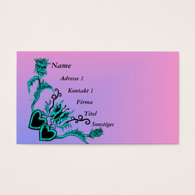 Corazón con flores y mariposa en arcoiris (Frente)