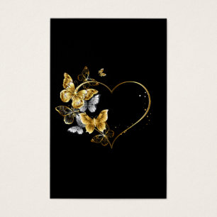 Corazón con mariposas doradas