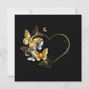 Corazón con mariposas doradas