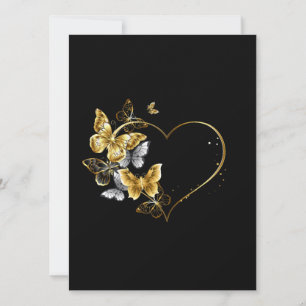 Corazón con mariposas doradas