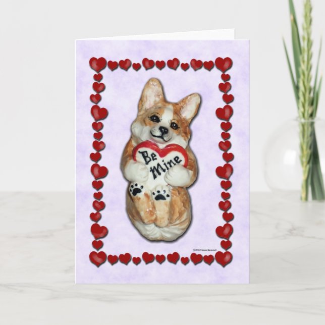 Corazón Corgi "¡Sé mío!" Tarjeta mediana (Anverso)