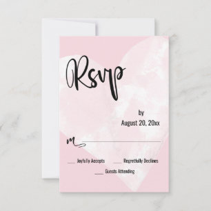 Corazón de Acuarela Blanca RSVP Boda Rosa Pálido