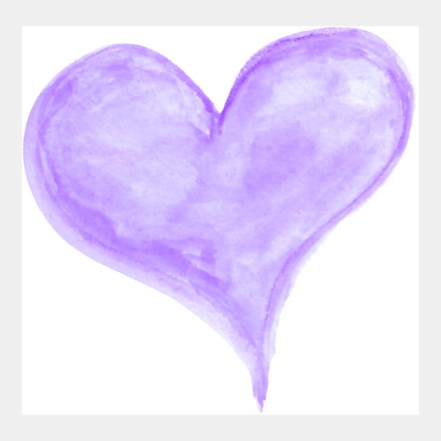 Corazón de acuarela púrpura de mano pintada (Anverso)