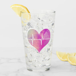 Corazón de acuarela púrpura EKG