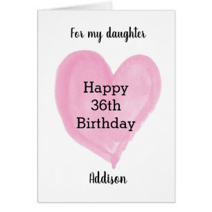 Corazón de acuarela rosa 36 cumpleaños