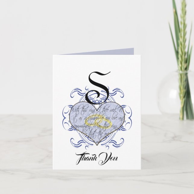 Corazón de agradecimiento de voto de boda monogram (Anverso)