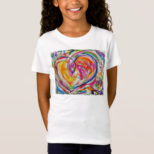 Corazón de alegría arte pintando camiseta de amor (Anverso)