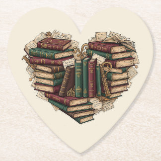 Corazón de Amante de Libros Posavasos de Papel