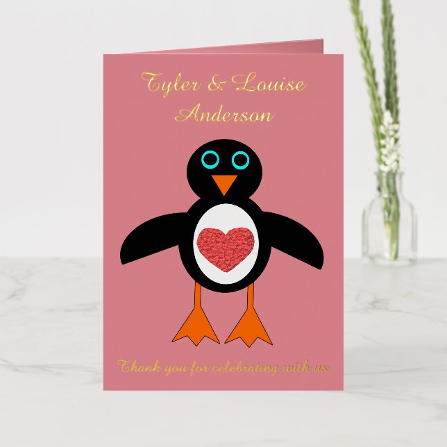 Corazón de Amor Penguin Personalizado Adorable (Flor)