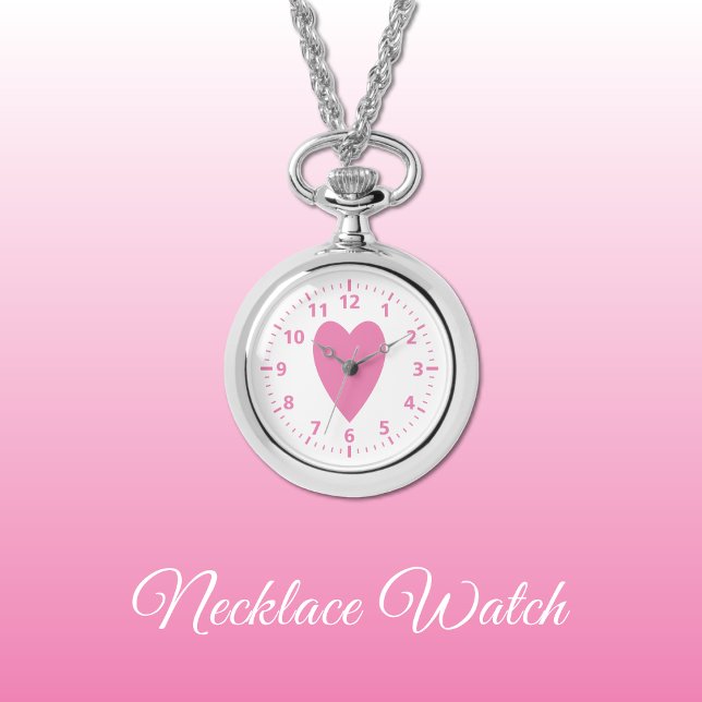 Corazón de amor rosa Reloj de collar (Subido por el creador)