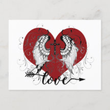 Corazón de amor y postal valentina cruzada