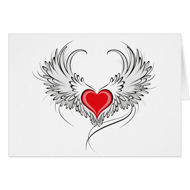 Corazón de Ángel Rojo con alas (Anverso (Horizontal))