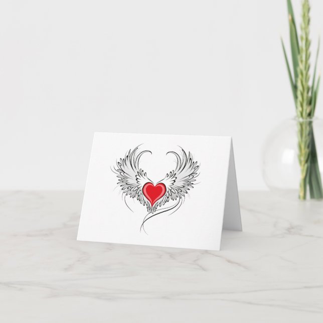 Corazón de Ángel Rojo con alas (Anverso)