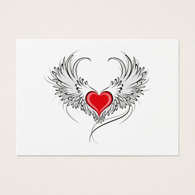 Corazón de Ángel Rojo con alas (Frente)