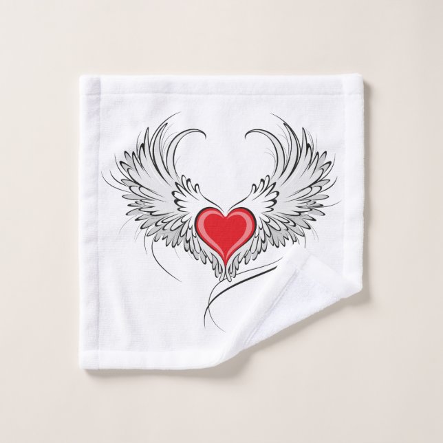 Corazón de Ángel Rojo con alas (Toallita)