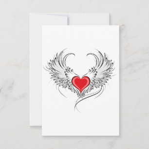 Corazón de Ángel Rojo con alas
