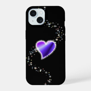 Corazón de arcoiris morado con estrellas en negro