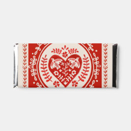 Corazón de arte folclórico rojo y blanco