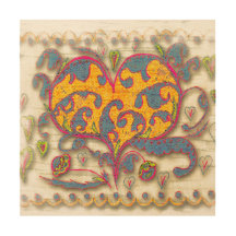 Corazón de arte popular con hojas y flores