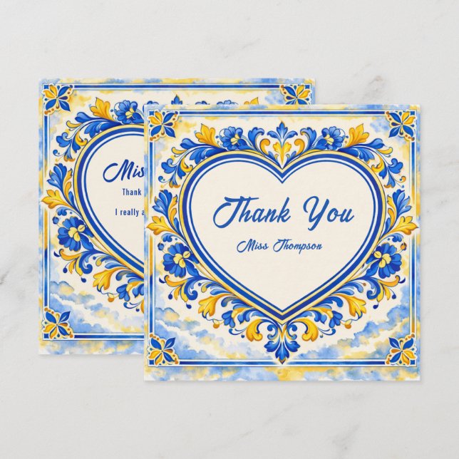 💙 Corazón de Azulejo Baldosa de Agradecimiento (Anverso / Reverso)