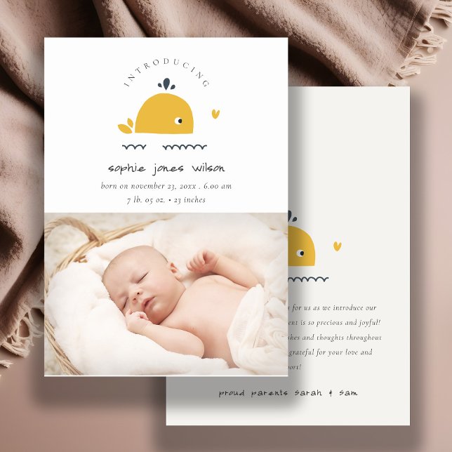 Corazón de ballena acuática lindo anuncio de nacim (Subido por el creador)