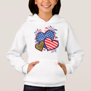 Corazón de bandera americana sublimación de leopar