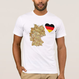 Corazón de bandera de Alemania y camiseta de mapa