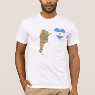 Corazón de bandera de Argentina y camiseta de mapa
