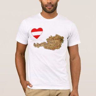 Corazón de bandera de Austria y camiseta de mapa