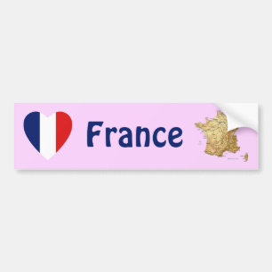 Corazón de bandera de Francia + Pegatina de parach