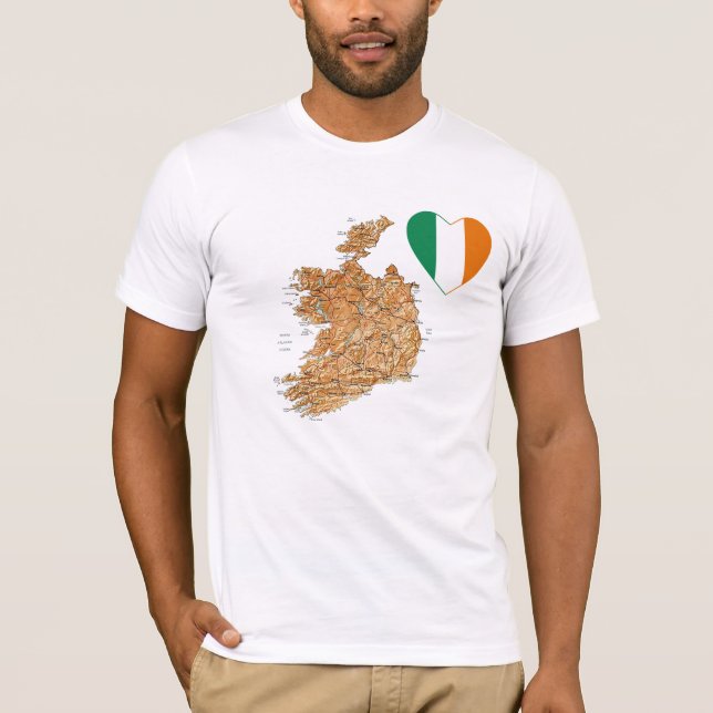 Corazón de bandera de Irlanda y camiseta de mapa (Anverso)
