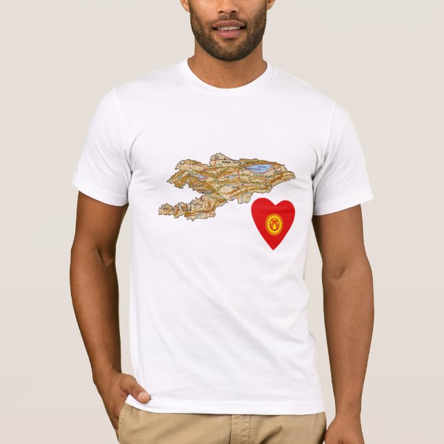 Corazón de bandera de Kirguistán y camiseta de map (Anverso)