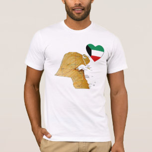 Corazón de bandera de Kuwait y camiseta de mapa