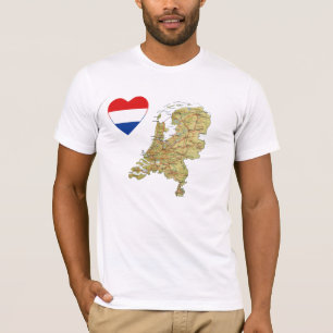 Corazón de bandera de los Países Bajos y camiseta