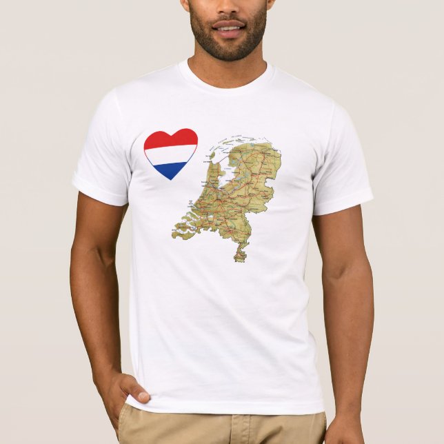 Corazón de bandera de los Países Bajos y camiseta  (Anverso)