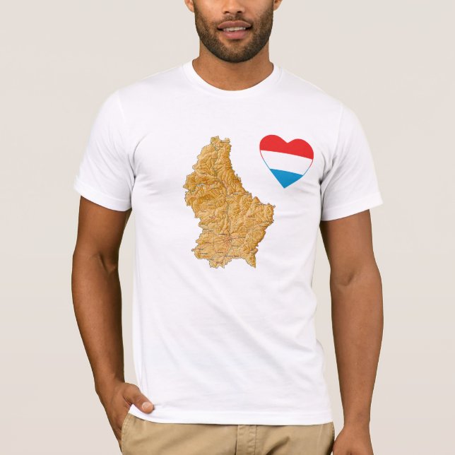Corazón de bandera de Luxemburgo y camiseta de map (Anverso)