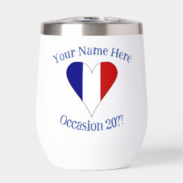 Corazón de Bandera Francesa Azul Personalizado