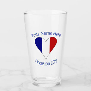 Corazón de Bandera Francesa Azul Personalizado